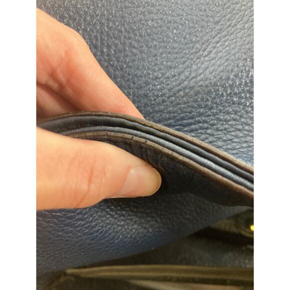 MICHAEL KORS, LARGE NAVY PEBBLED LEATHER SHOULDER BAG (ASIS) - Picture 9 of 16